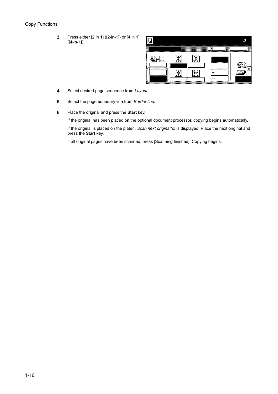 Copy functions 1-16 3 | TA Triumph-Adler DCC 2520 User Manual | Page 32 / 378