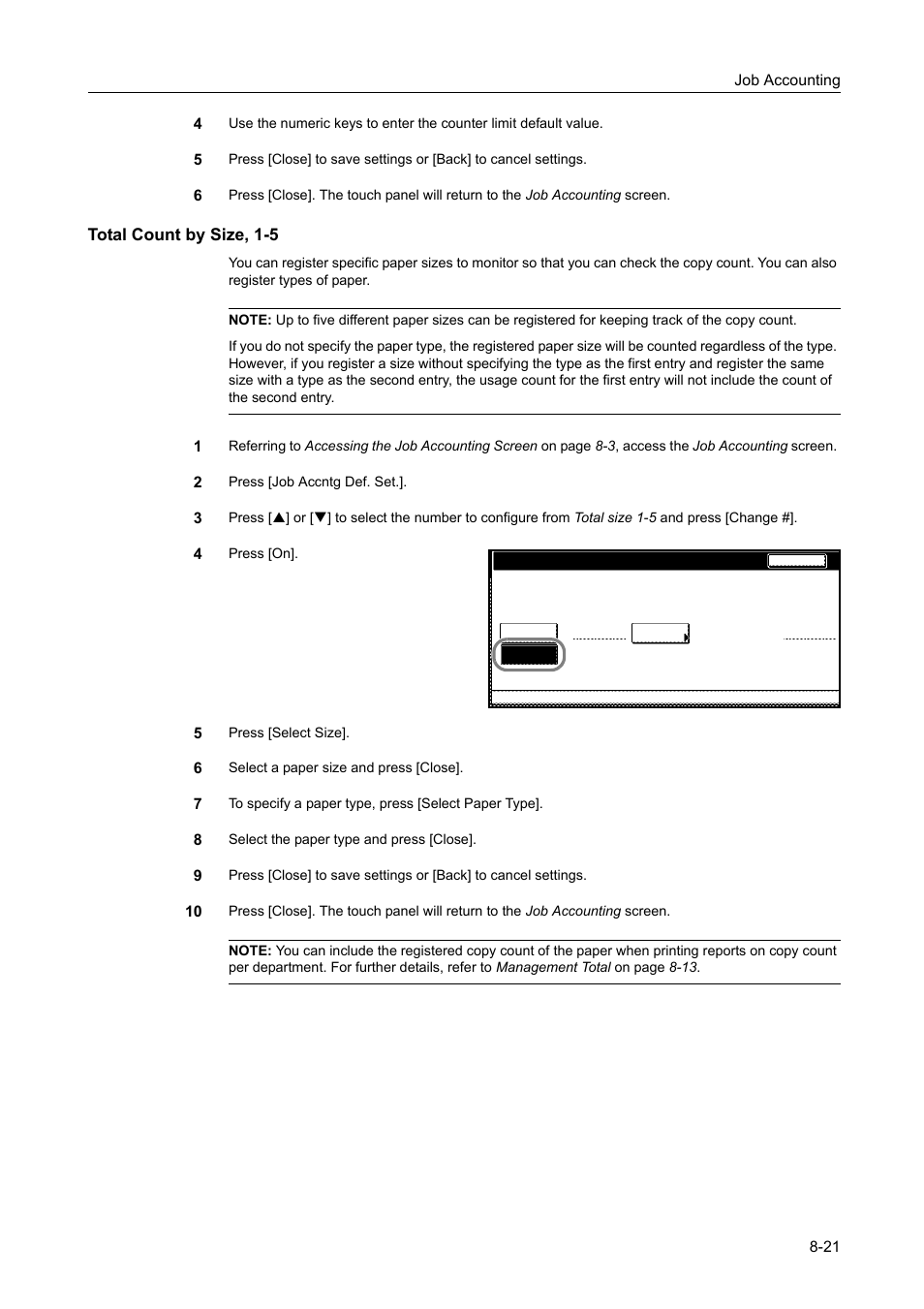Total count by size, 1-5, Total count by size, 1-5 -21 | TA Triumph-Adler DCC 2520 User Manual | Page 321 / 378