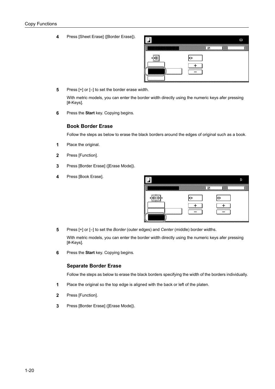 Book border erase, Separate border erase | TA Triumph-Adler DCC 2520 User Manual | Page 36 / 378