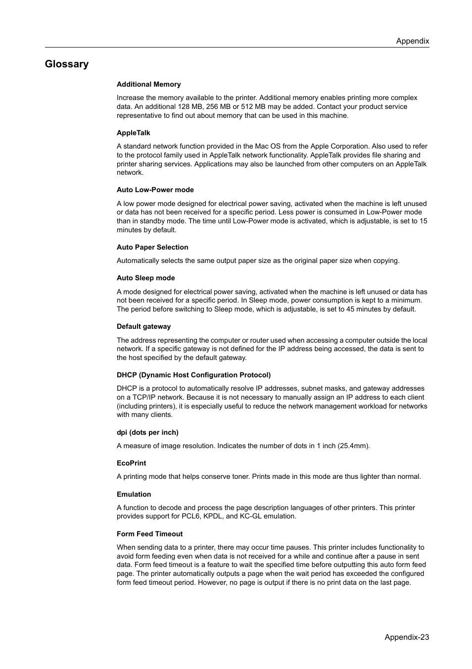 Glossary, Glossary...appendix-23 | TA Triumph-Adler DCC 2520 User Manual | Page 367 / 378