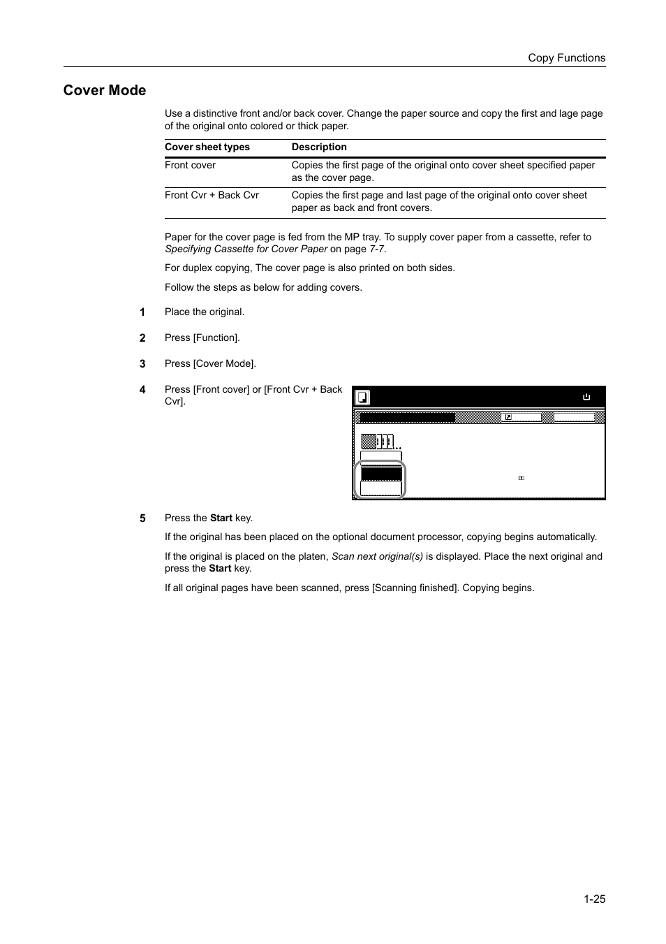 Cover mode, Cover mode -25 | TA Triumph-Adler DCC 2520 User Manual | Page 41 / 378