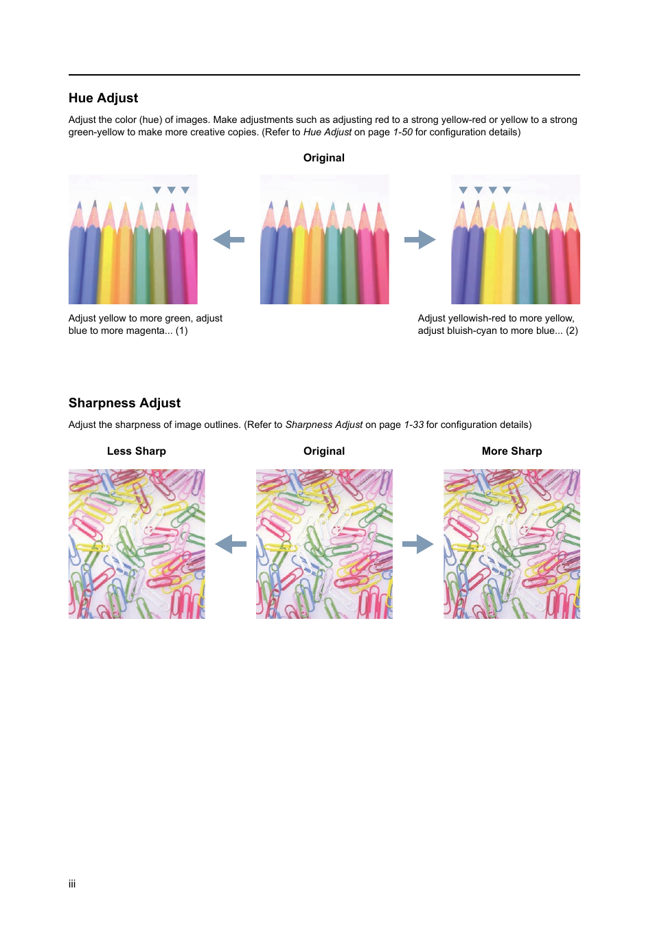 Hue adjust, Sharpness adjust | TA Triumph-Adler DCC 2520 User Manual | Page 5 / 378