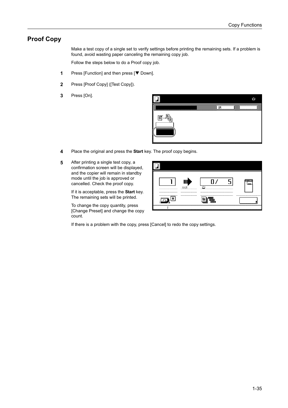 Proof copy, Proof copy -35, Copy functions 1-35 | TA Triumph-Adler DCC 2520 User Manual | Page 51 / 378