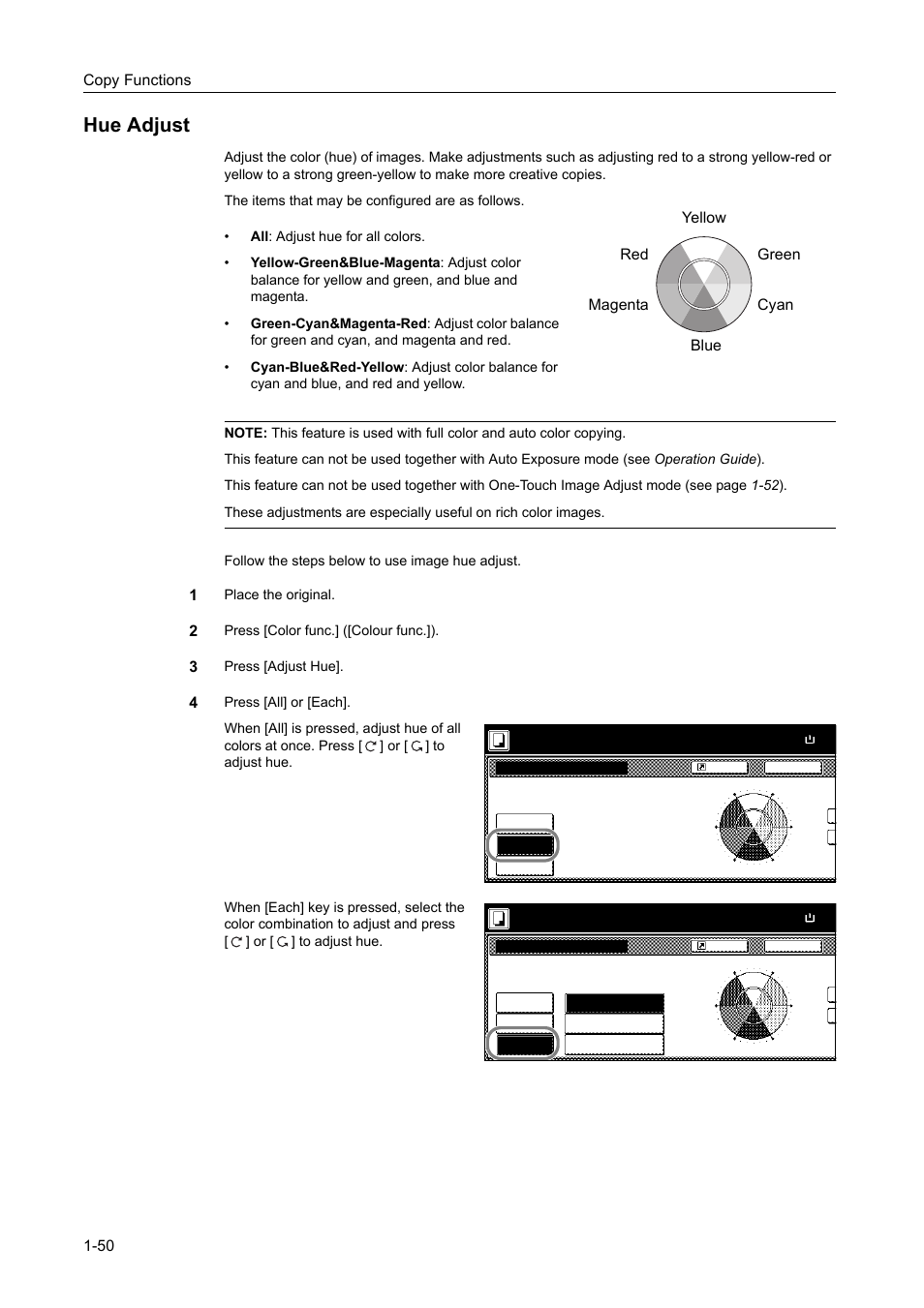 Hue adjust, Hue adjust -50 | TA Triumph-Adler DCC 2520 User Manual | Page 66 / 378