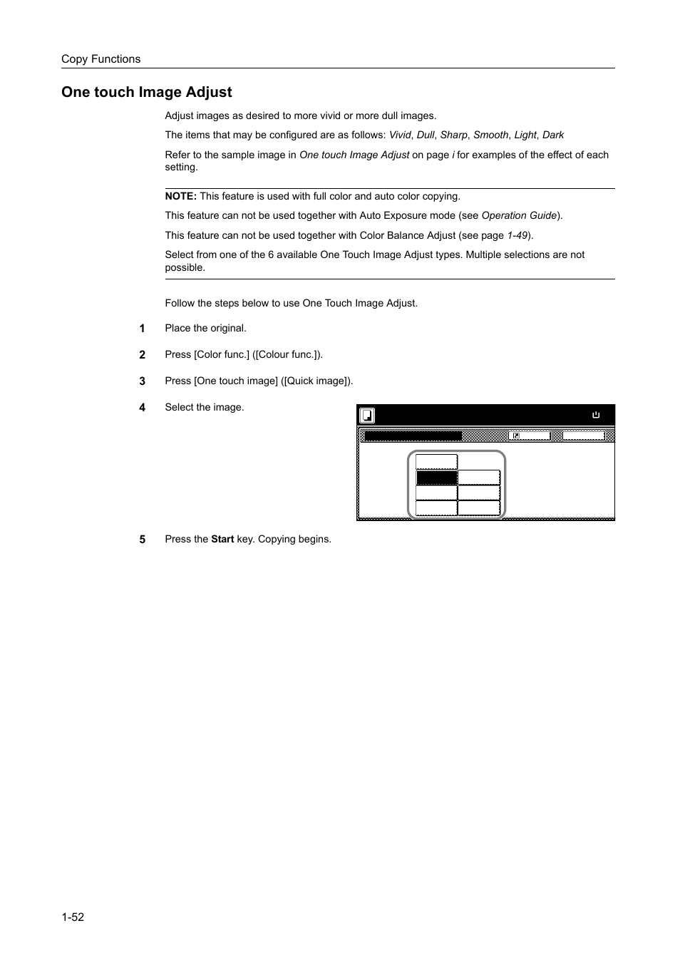 One touch image adjust, One touch image adjust -52 | TA Triumph-Adler DCC 2520 User Manual | Page 68 / 378