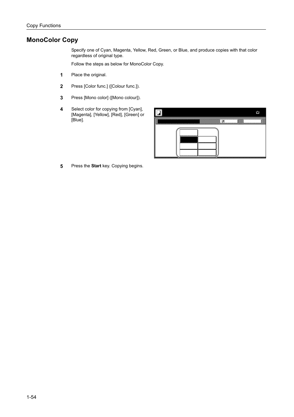 Monocolor copy, Monocolor copy -54 | TA Triumph-Adler DCC 2520 User Manual | Page 70 / 378