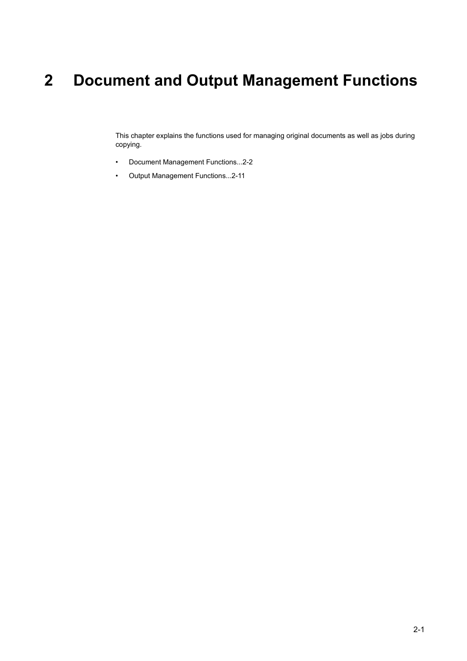 2 document and output management functions, Document and output management functions -1, 2document and output management functions | TA Triumph-Adler DCC 2520 User Manual | Page 83 / 378