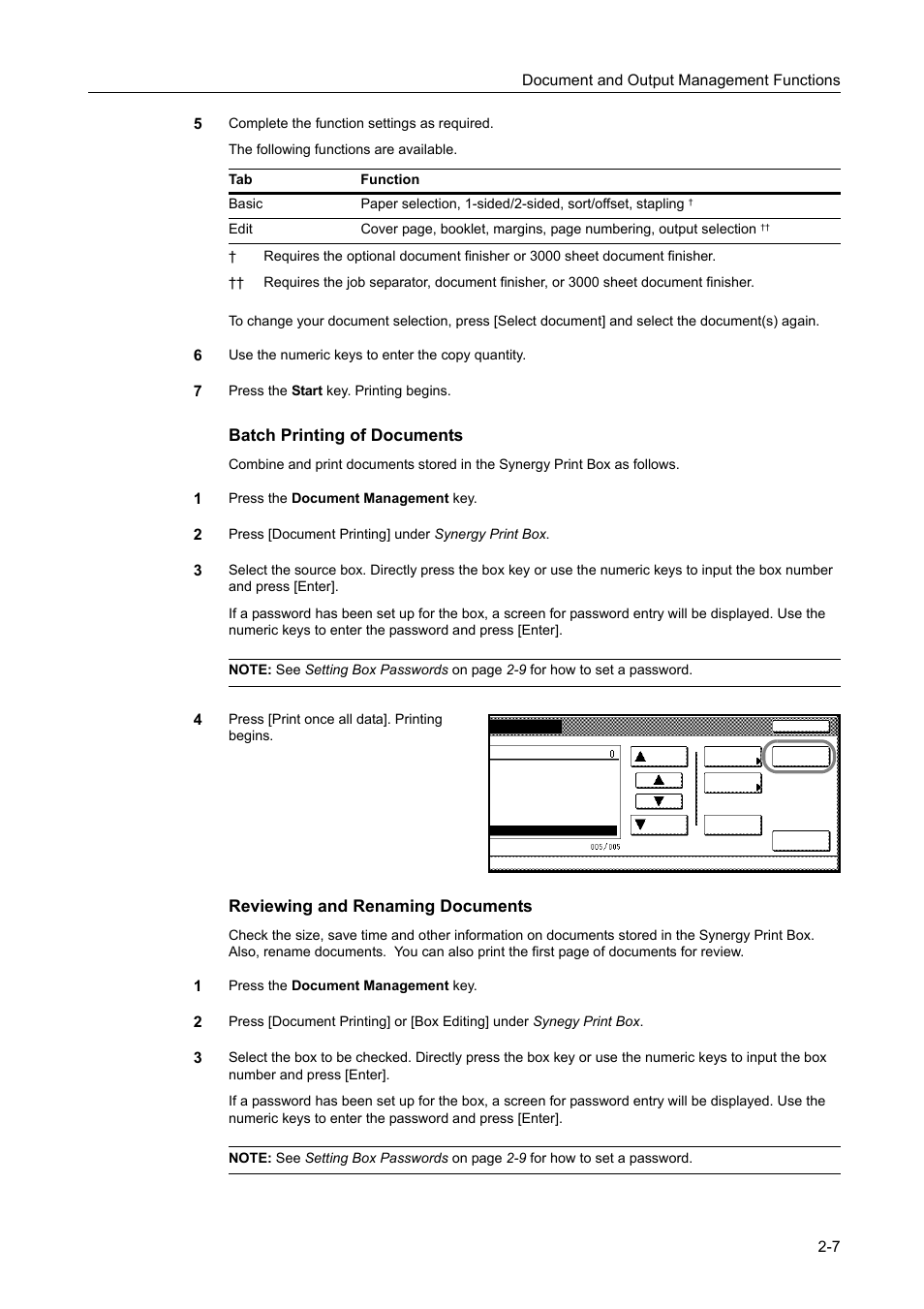 Batch printing of documents, Reviewing and renaming documents | TA Triumph-Adler DCC 2520 User Manual | Page 89 / 378