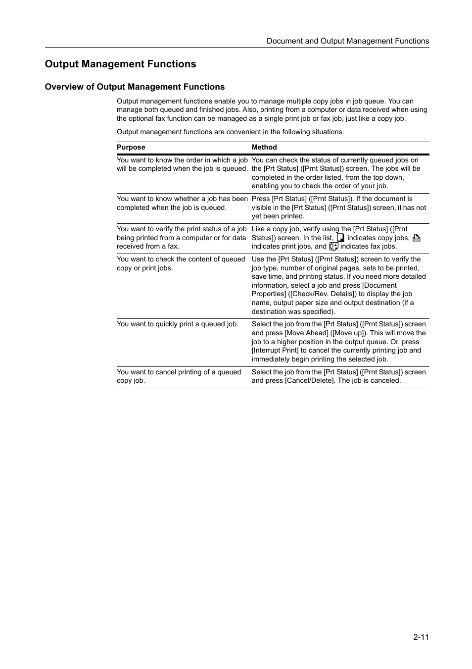 Output management functions, Overview of output management functions, Output management functions -11 | TA Triumph-Adler DCC 2520 User Manual | Page 93 / 378