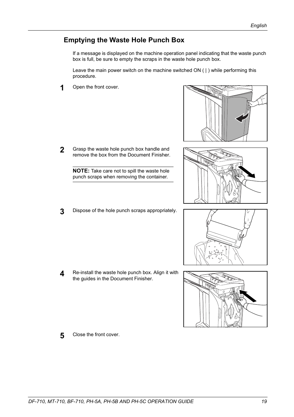 Emptying the waste hole punch box | TA Triumph-Adler DCC 2520 User Manual | Page 21 / 41