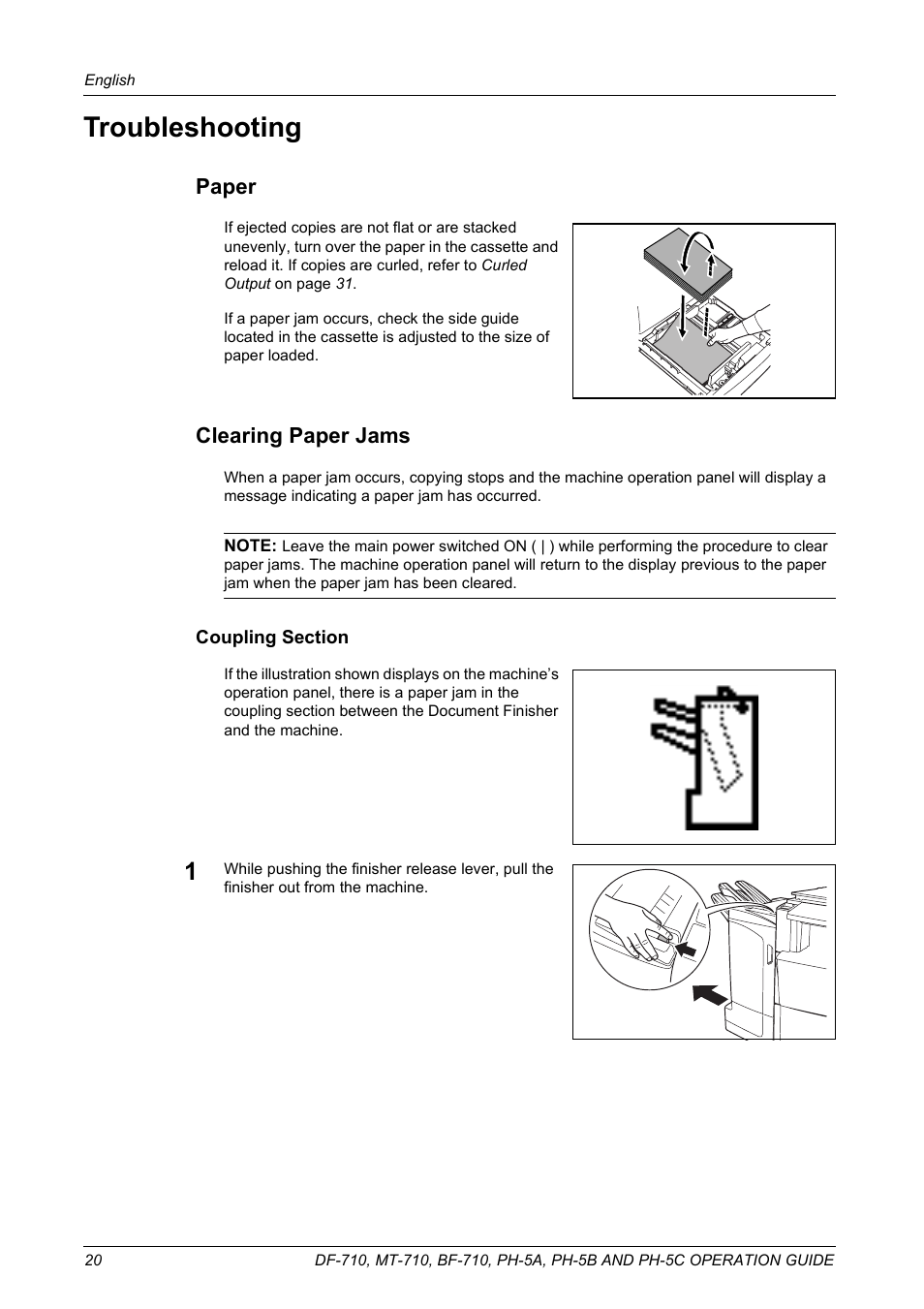 Troubleshooting, Paper, Clearing paper jams | TA Triumph-Adler DCC 2520 User Manual | Page 22 / 41