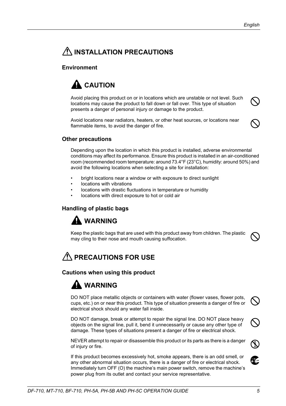 Installation precautions, Caution, Warning | Precautions for use | TA Triumph-Adler DCC 2520 User Manual | Page 7 / 41