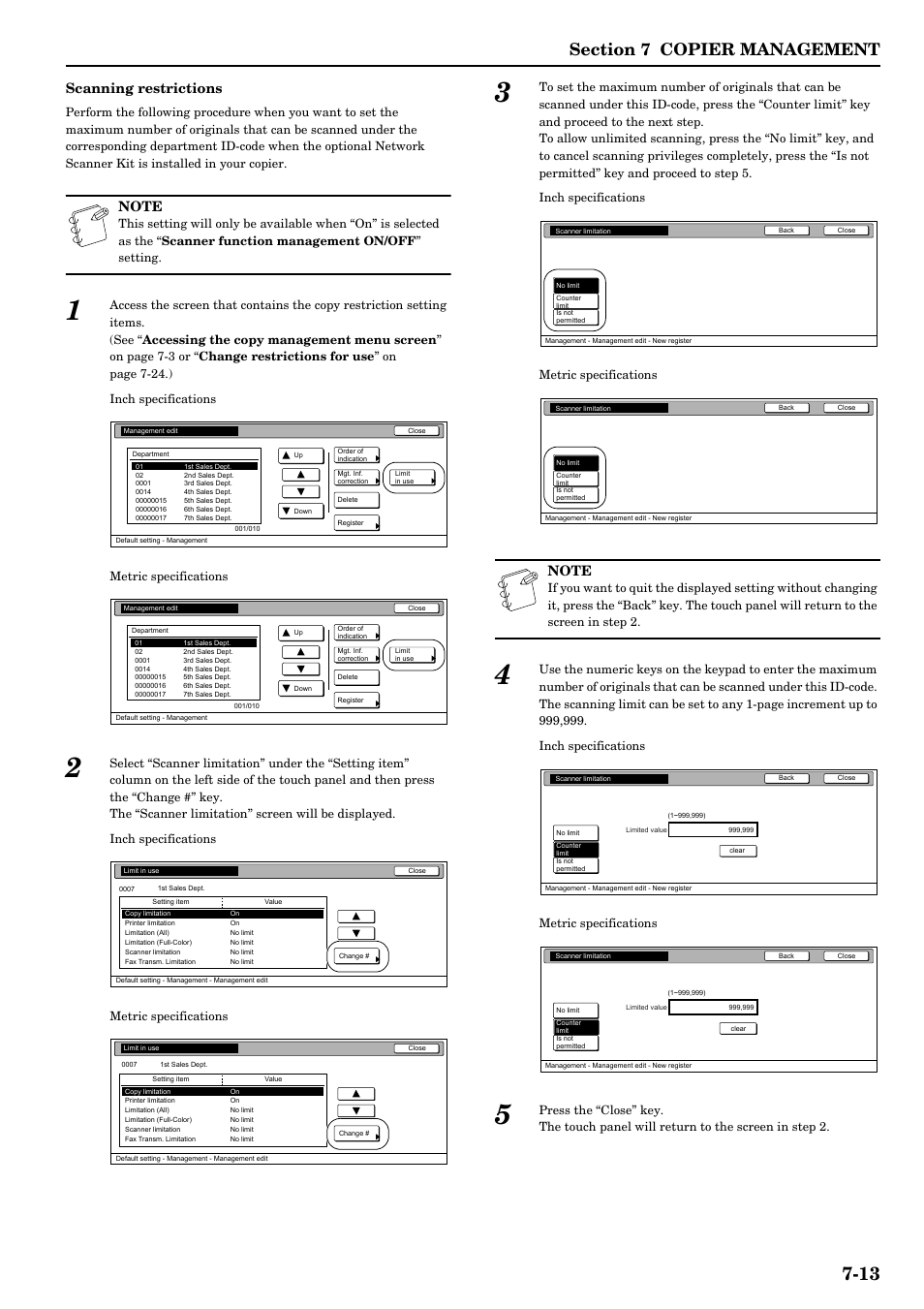 Scanning restrictions | TA Triumph-Adler DCC 2526 User Manual | Page 149 / 311