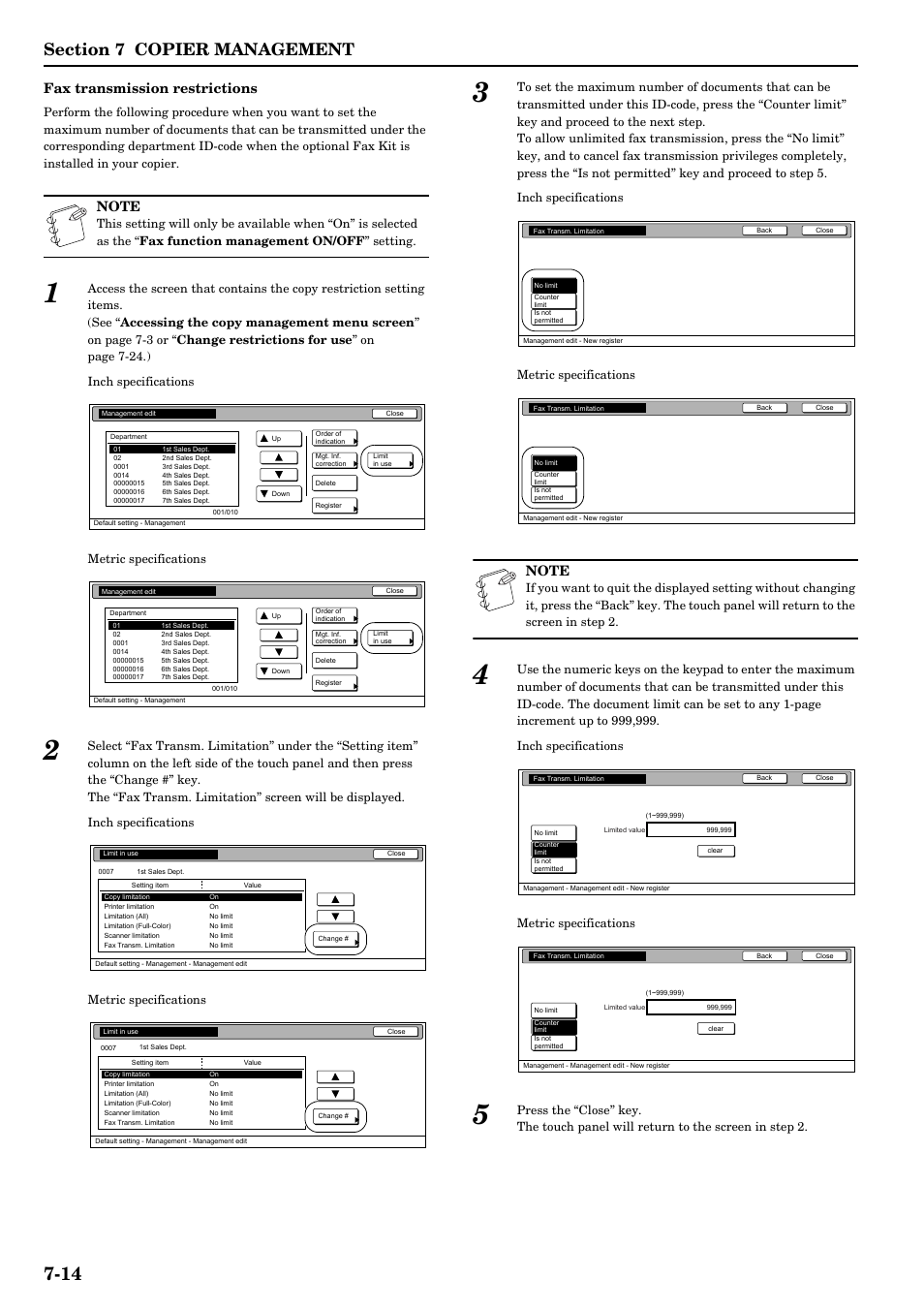 Fax transmission restrictions | TA Triumph-Adler DCC 2526 User Manual | Page 150 / 311