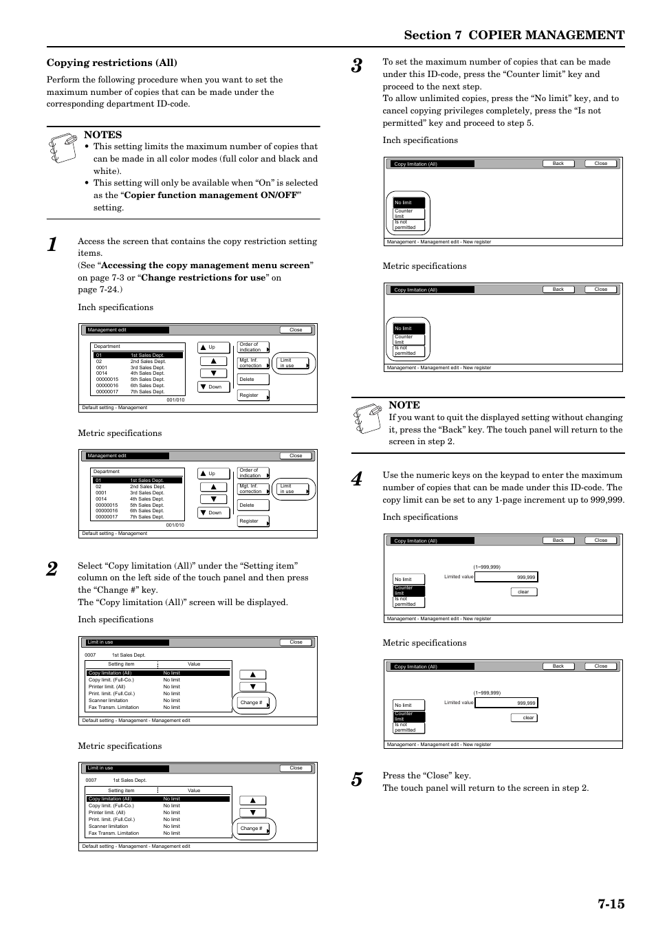 Copying restrictions (all) | TA Triumph-Adler DCC 2526 User Manual | Page 151 / 311