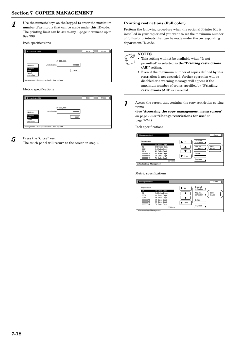 Printing restrictions (full color) | TA Triumph-Adler DCC 2526 User Manual | Page 154 / 311