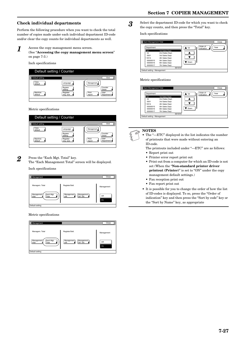 Check individual departments, Default setting / counter | TA Triumph-Adler DCC 2526 User Manual | Page 163 / 311