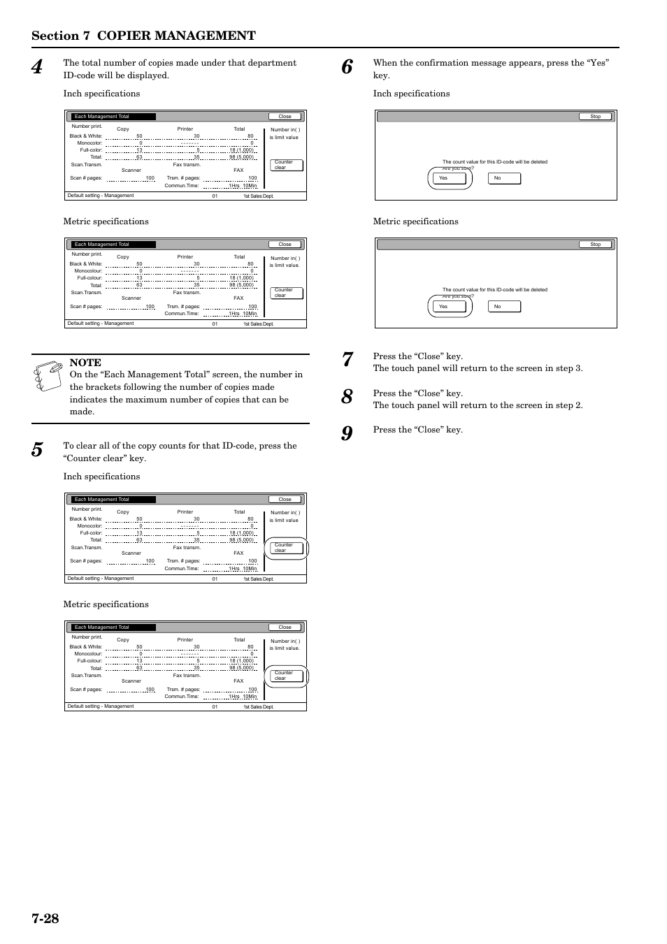 Press the “close” key | TA Triumph-Adler DCC 2526 User Manual | Page 164 / 311