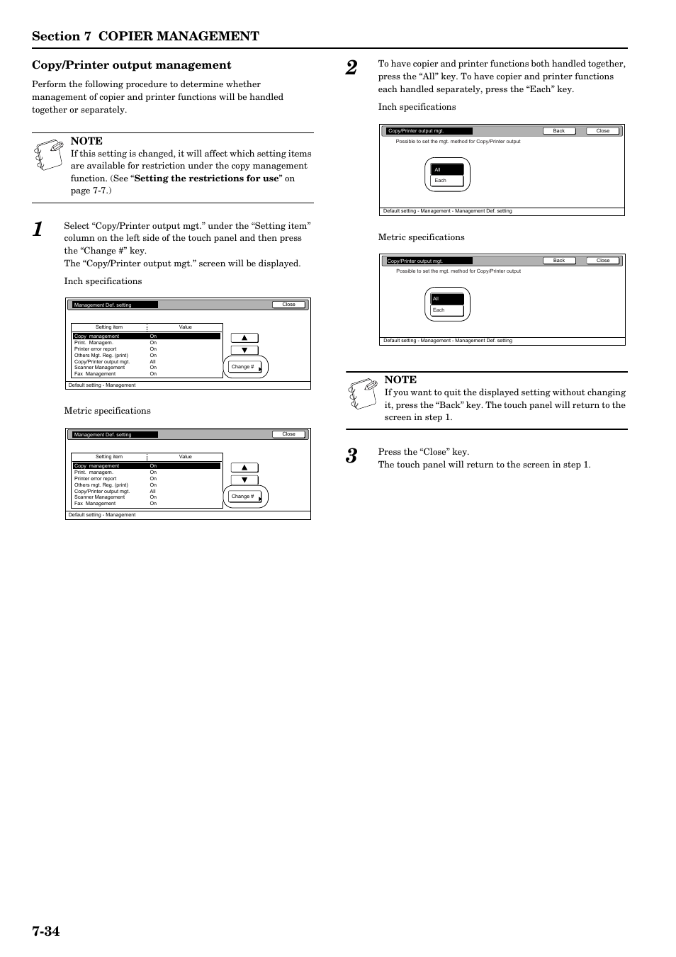 Copy/printer output management ” s, Copy/printer output management | TA Triumph-Adler DCC 2526 User Manual | Page 170 / 311
