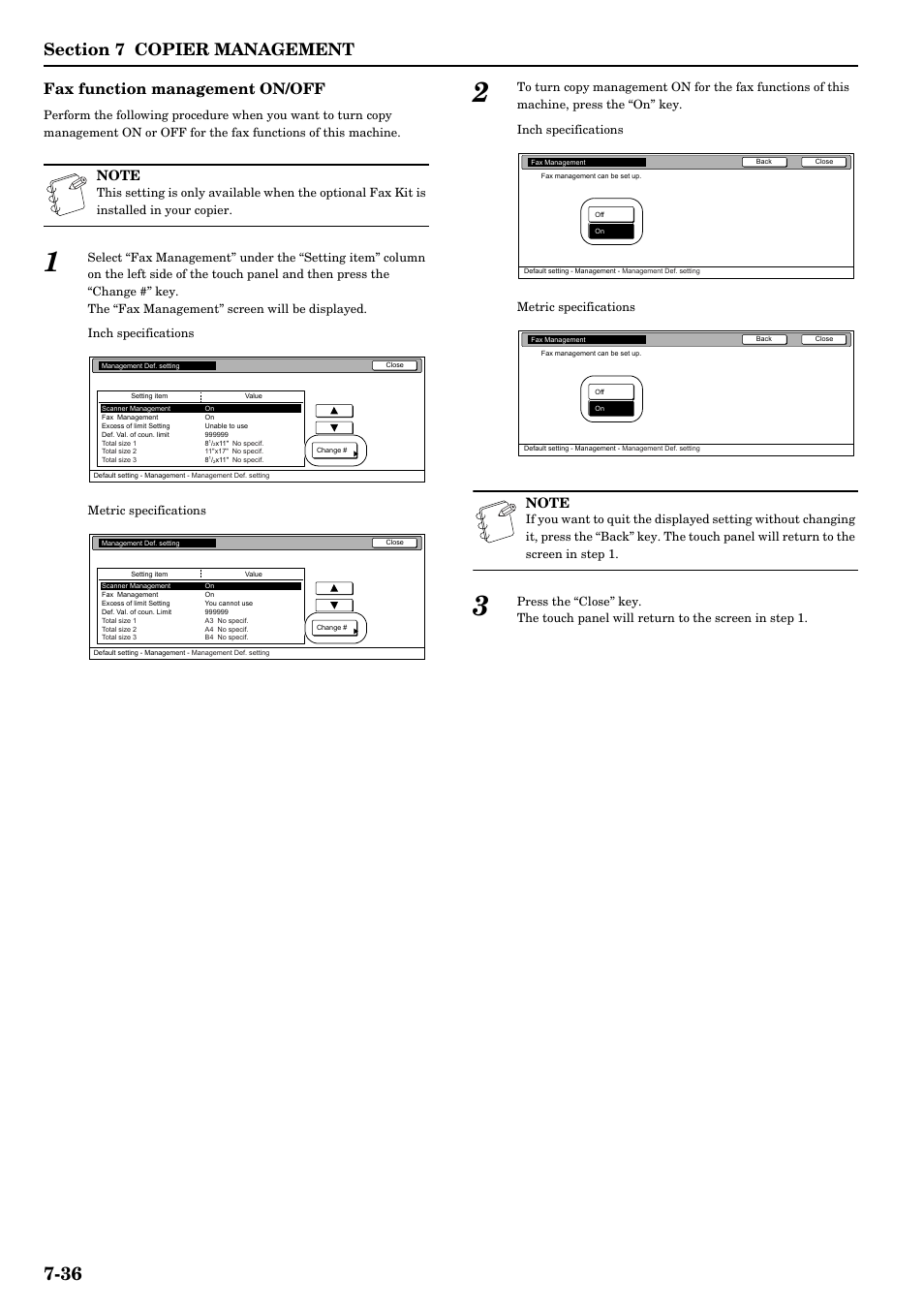 As the “ fax function management on/off ” s, Fax function management on/off | TA Triumph-Adler DCC 2526 User Manual | Page 172 / 311