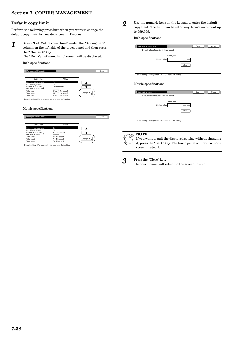 Default copy limit | TA Triumph-Adler DCC 2526 User Manual | Page 174 / 311