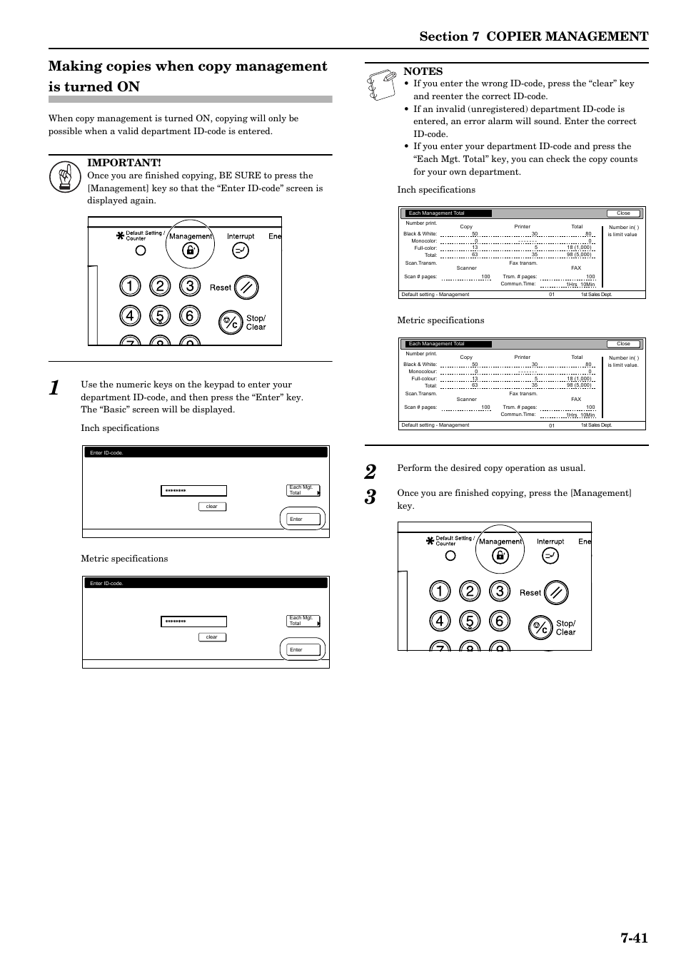 Making copies when copy management is turned on, 41 making copies when copy management is turned on, Important | TA Triumph-Adler DCC 2526 User Manual | Page 177 / 311
