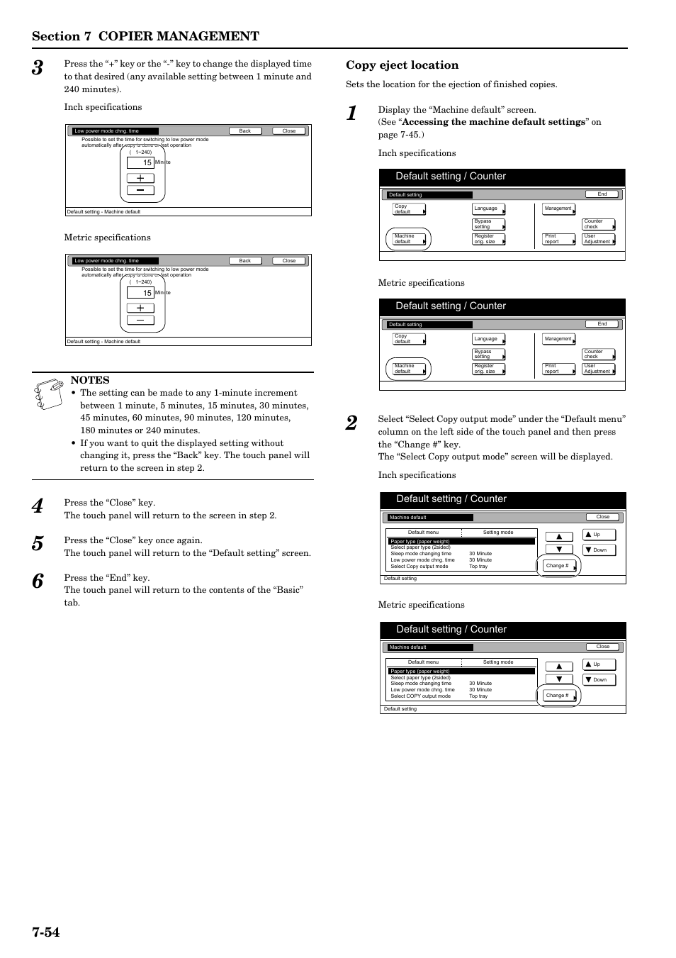 Copy eject location, Default setting / counter | TA Triumph-Adler DCC 2526 User Manual | Page 190 / 311