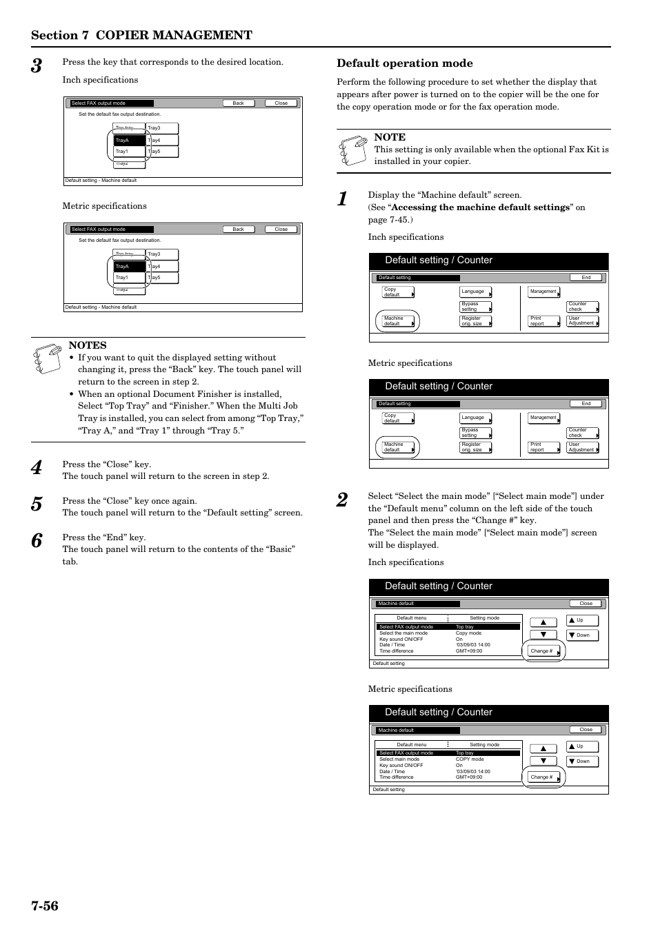 Default operation mode, Default setting / counter | TA Triumph-Adler DCC 2526 User Manual | Page 192 / 311