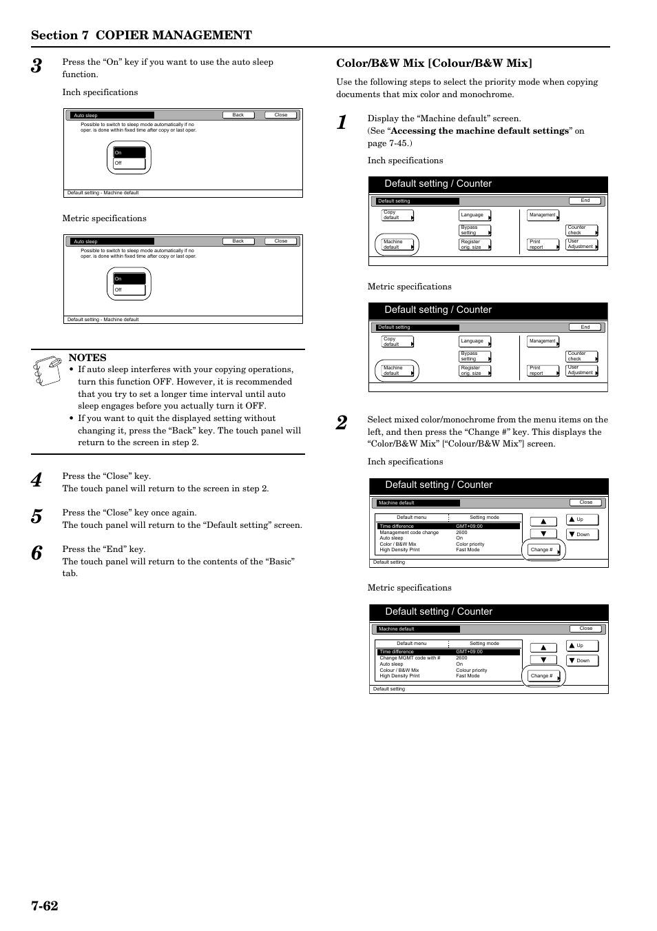 Color/b&w mix [colour/b&w mix, Default setting / counter | TA Triumph-Adler DCC 2526 User Manual | Page 198 / 311