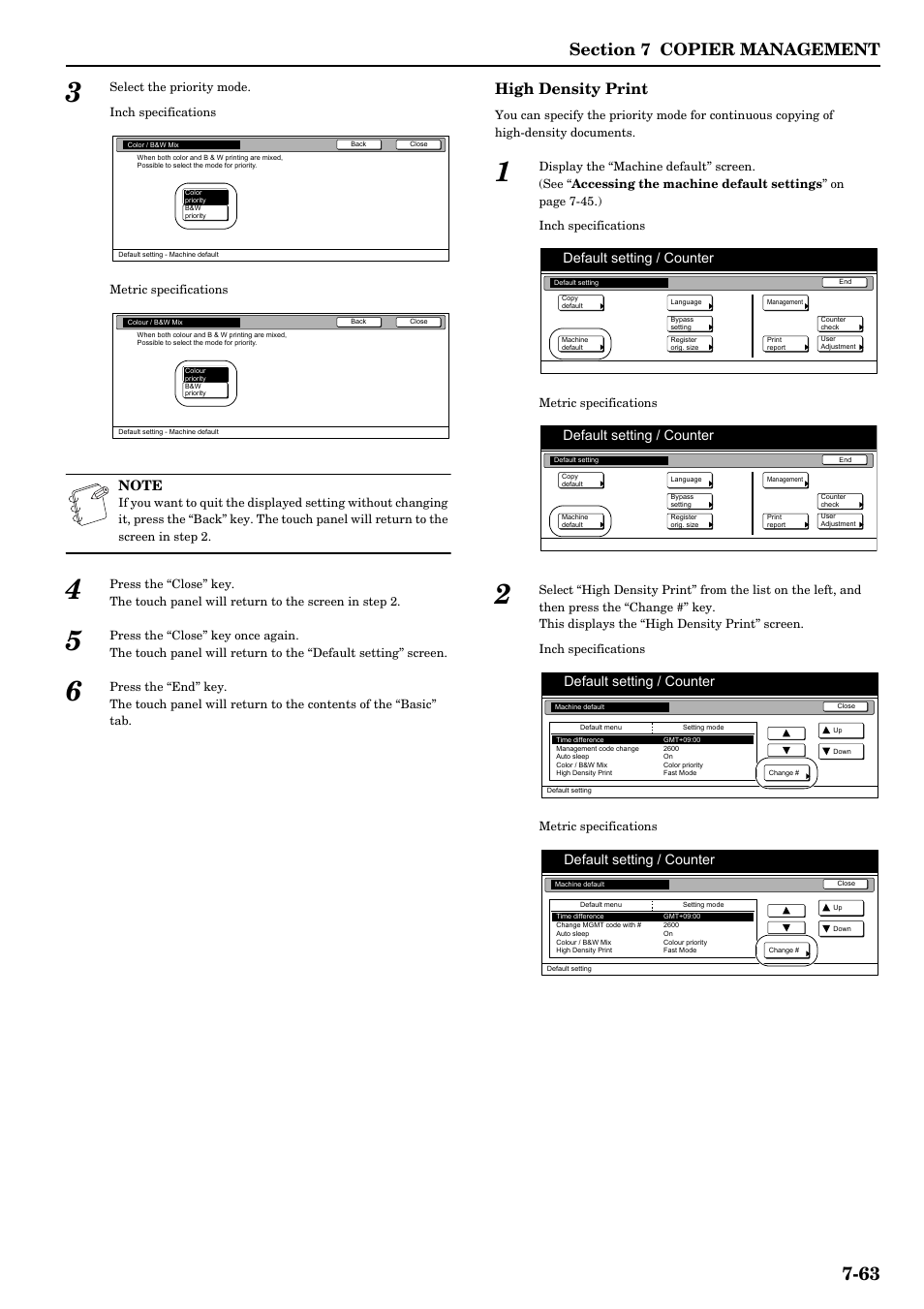 High density print, Default setting / counter | TA Triumph-Adler DCC 2526 User Manual | Page 199 / 311
