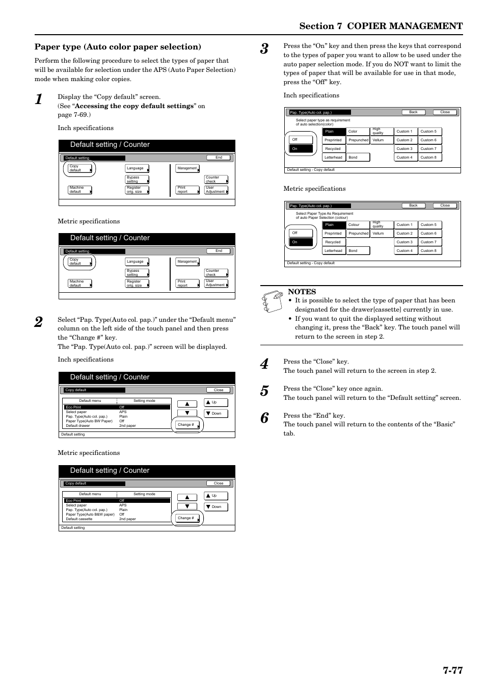 Paper type (auto color paper selection), Default setting / counter | TA Triumph-Adler DCC 2526 User Manual | Page 213 / 311