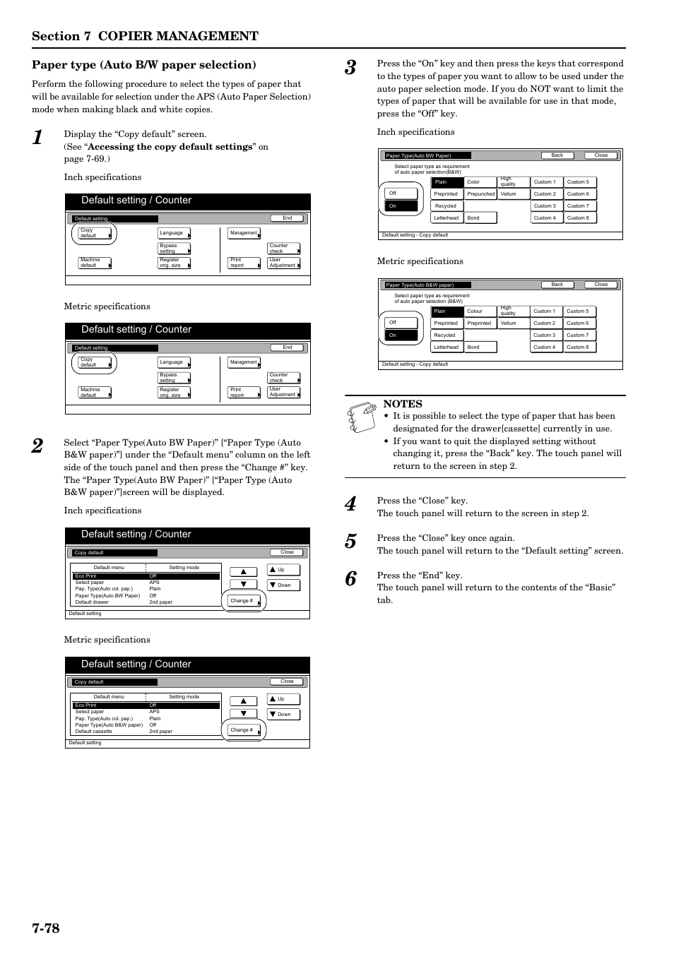 Paper type (auto b/w paper selection), Default setting / counter | TA Triumph-Adler DCC 2526 User Manual | Page 214 / 311