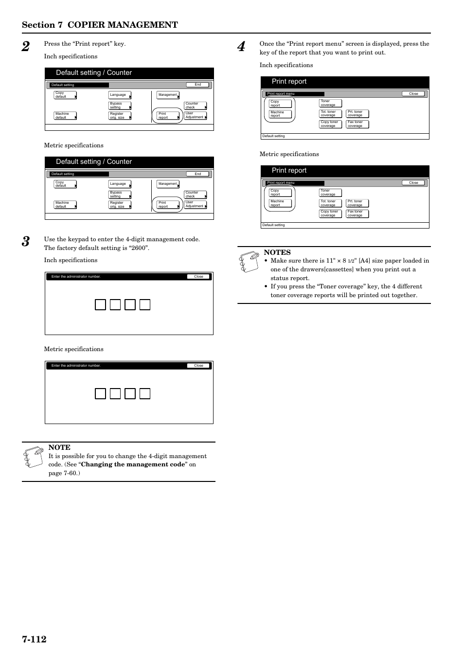 Default setting / counter, Print report | TA Triumph-Adler DCC 2526 User Manual | Page 248 / 311