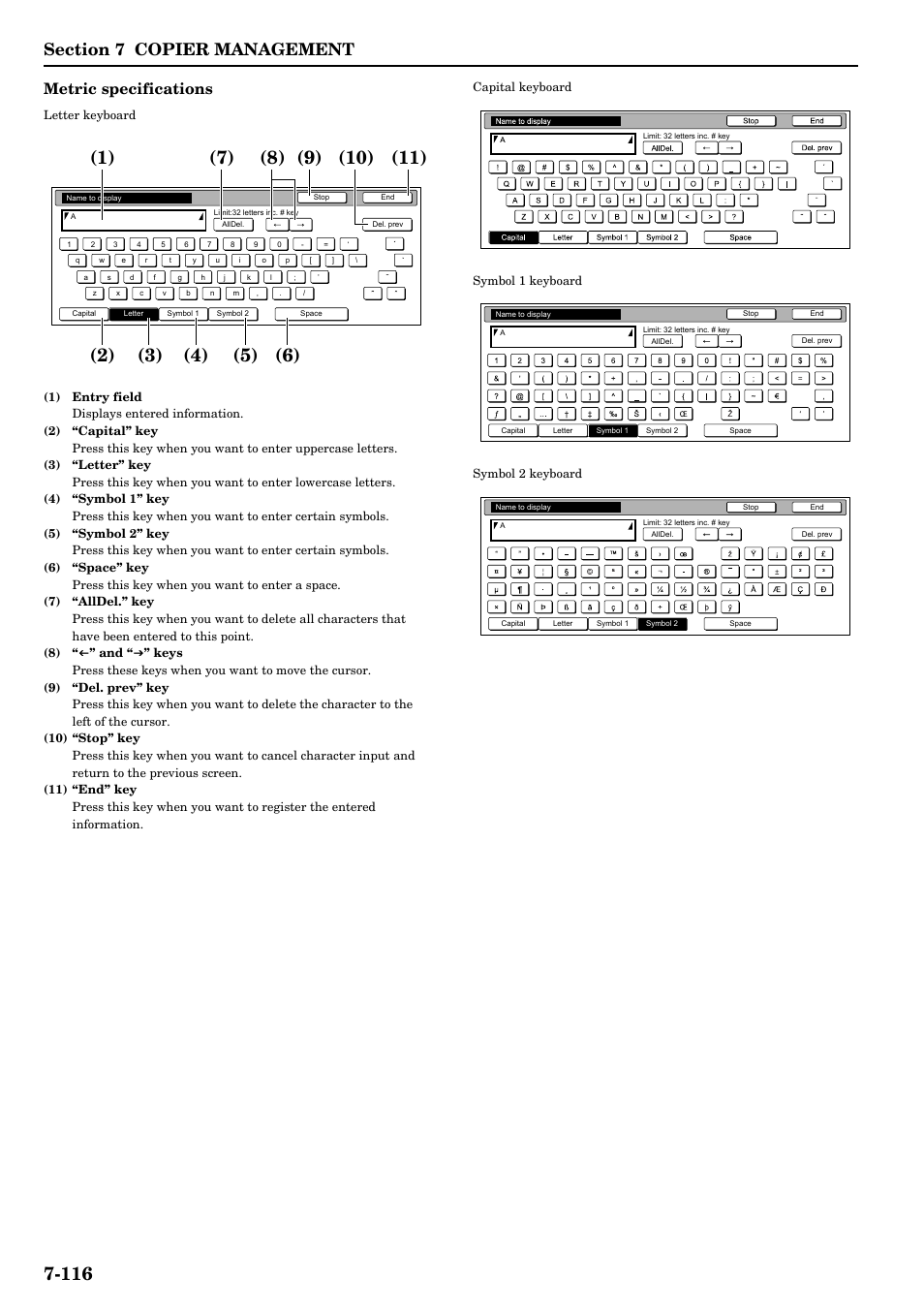 Metric specifications | TA Triumph-Adler DCC 2526 User Manual | Page 252 / 311
