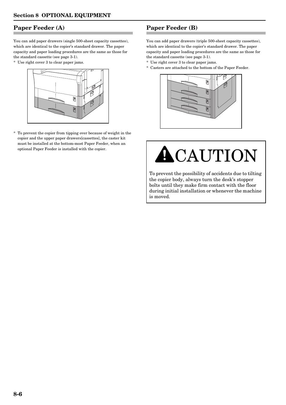 Paper feeder (a), Paper feeder (b), Paper feeder (a) -6 paper feeder (b) -6 | Caution | TA Triumph-Adler DCC 2526 User Manual | Page 260 / 311