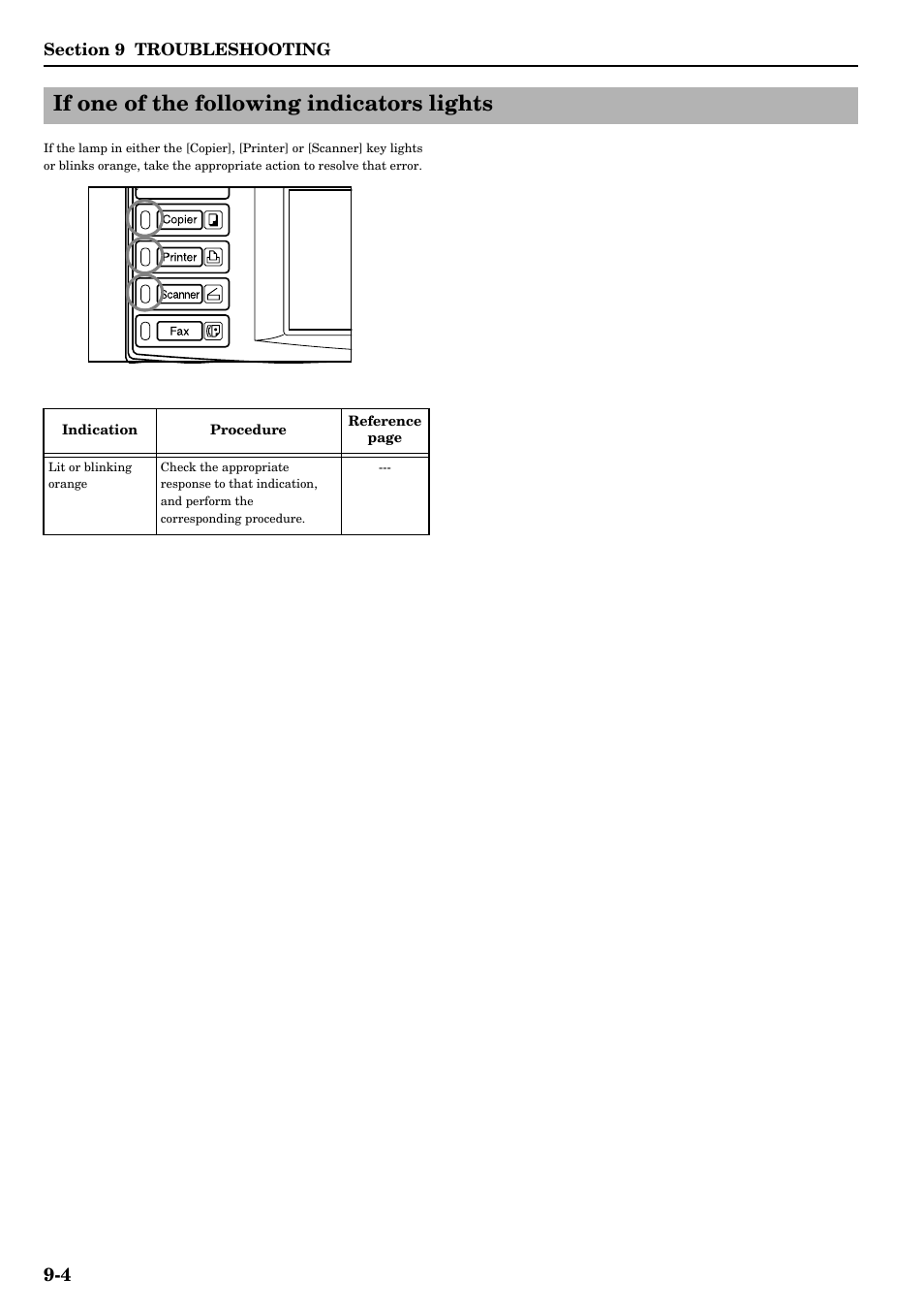 If one of the following indicators lights, If one of the following indications lights -4 | TA Triumph-Adler DCC 2526 User Manual | Page 274 / 311