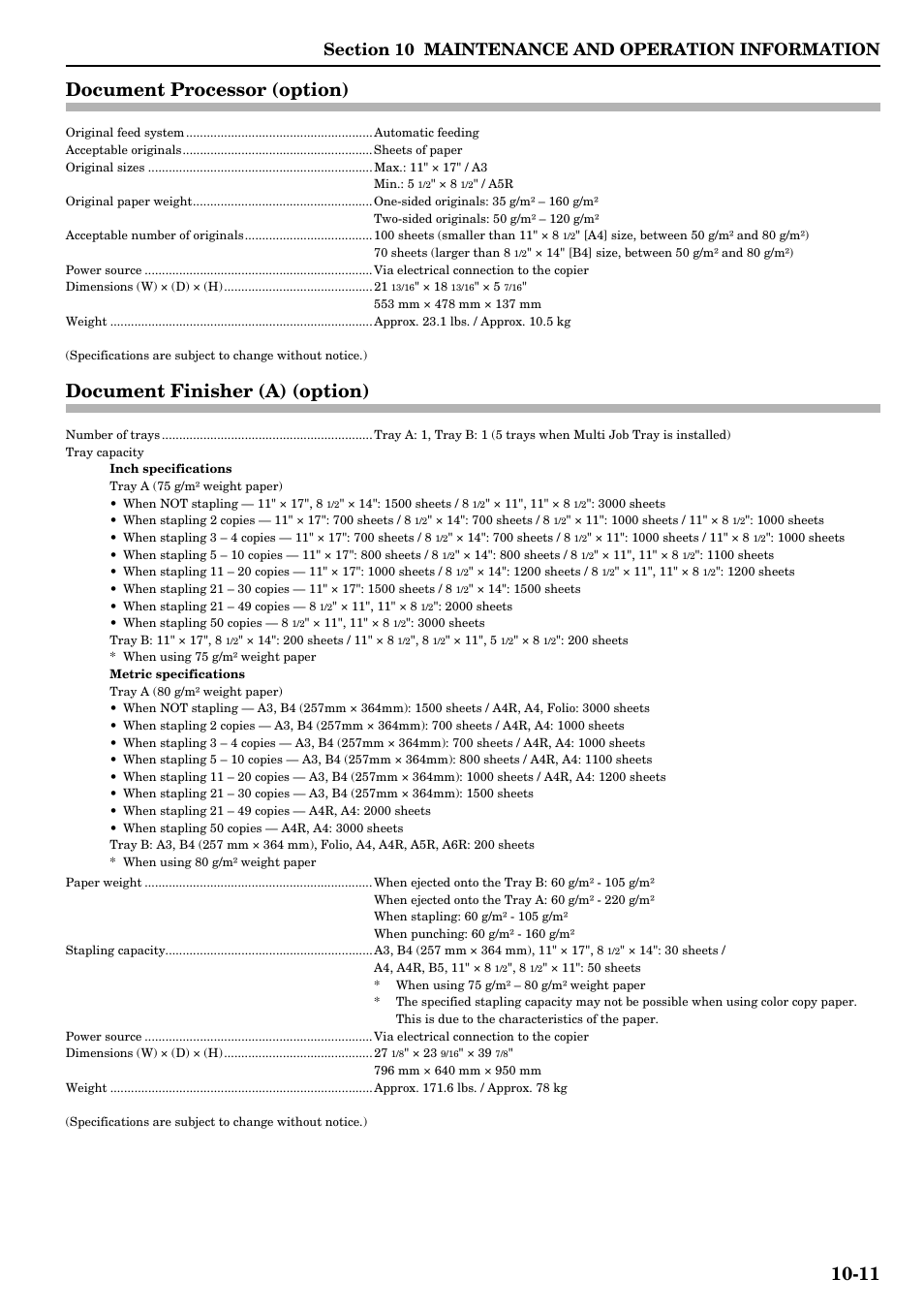 Document processor (option), Document finisher (a) (option), 11 document processor (option) | TA Triumph-Adler DCC 2526 User Manual | Page 301 / 311