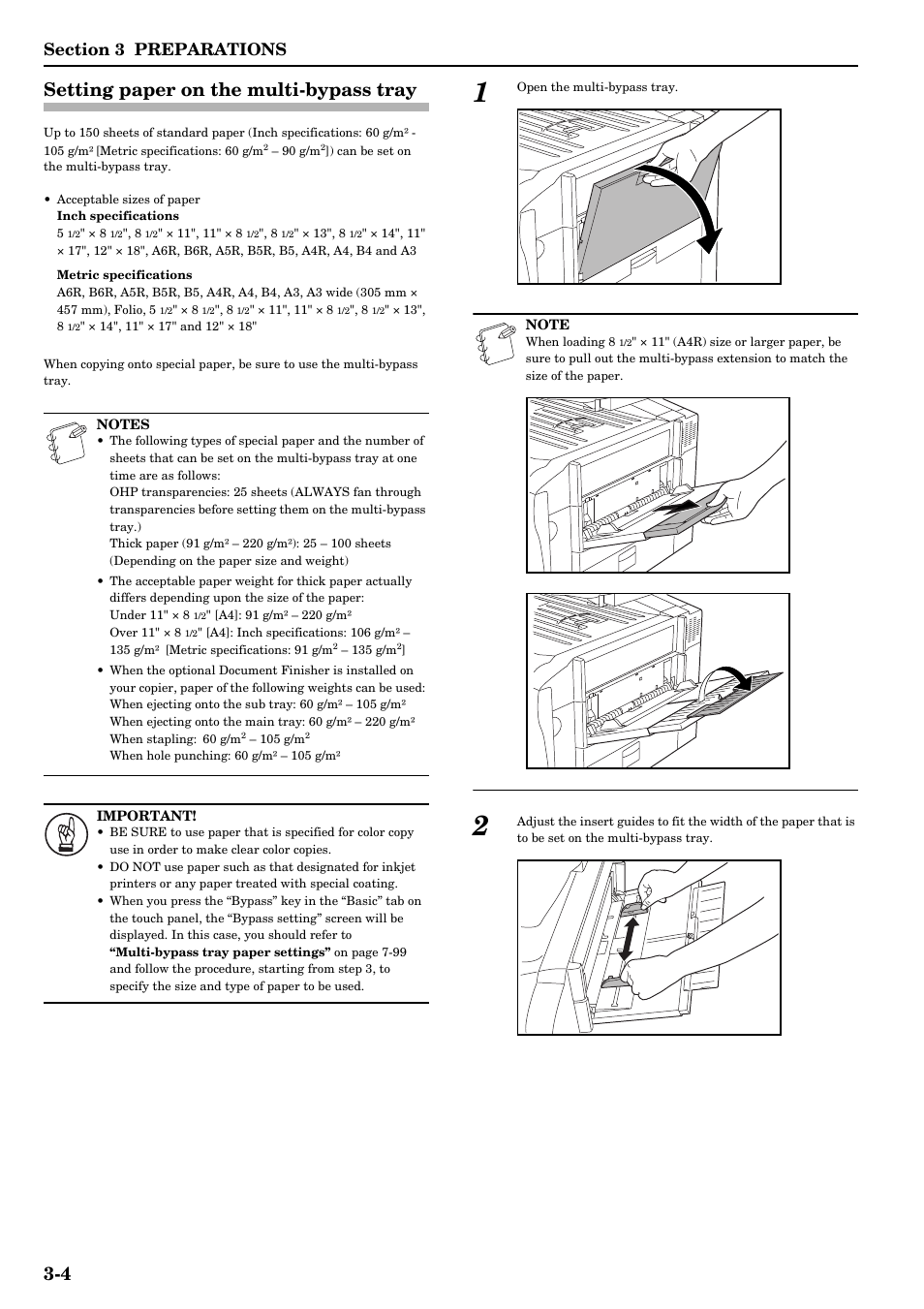 Setting paper on the multi-bypass tray, Setting paper on the multi-bypass tray -4, 4 setting paper on the multi-bypass tray | TA Triumph-Adler DCC 2526 User Manual | Page 32 / 311
