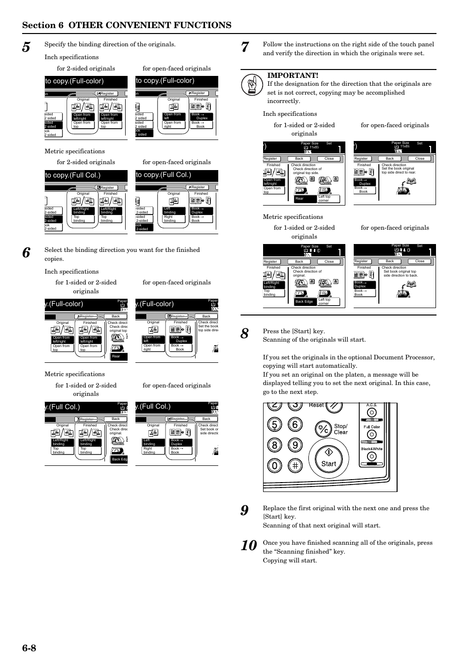 Important, Y.(full-color), Y.(full col.) | TA Triumph-Adler DCC 2526 User Manual | Page 56 / 311