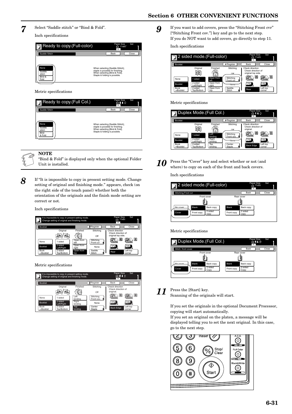 Ready to copy.(full-color), Ready to copy.(full col.), 2 sided mode.(full-color) | Duplex mode.(full col.) | TA Triumph-Adler DCC 2526 User Manual | Page 79 / 311