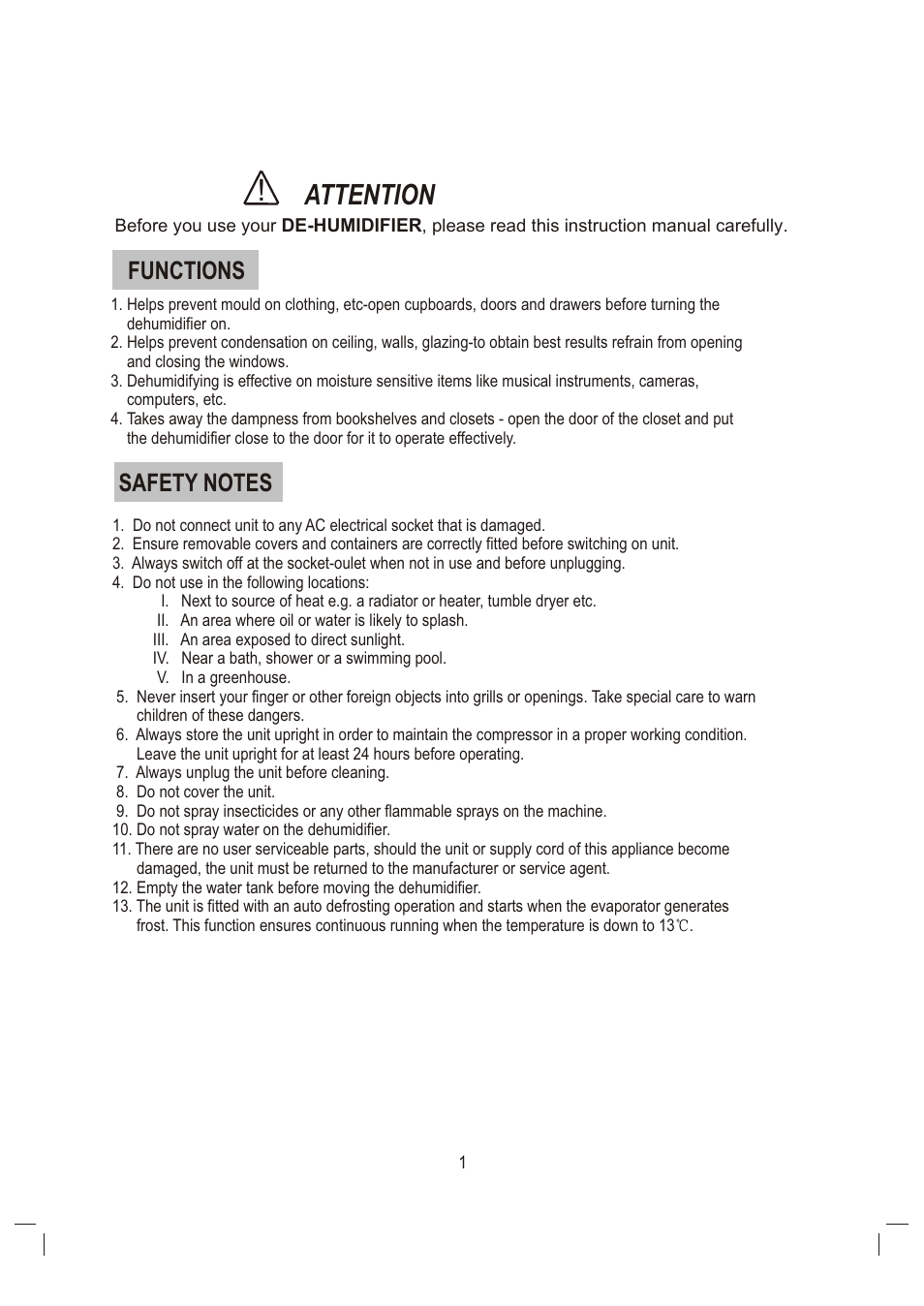 Т³гж 3, Attention, Functions | Daewoo DHC-600 User Manual | Page 3 / 10