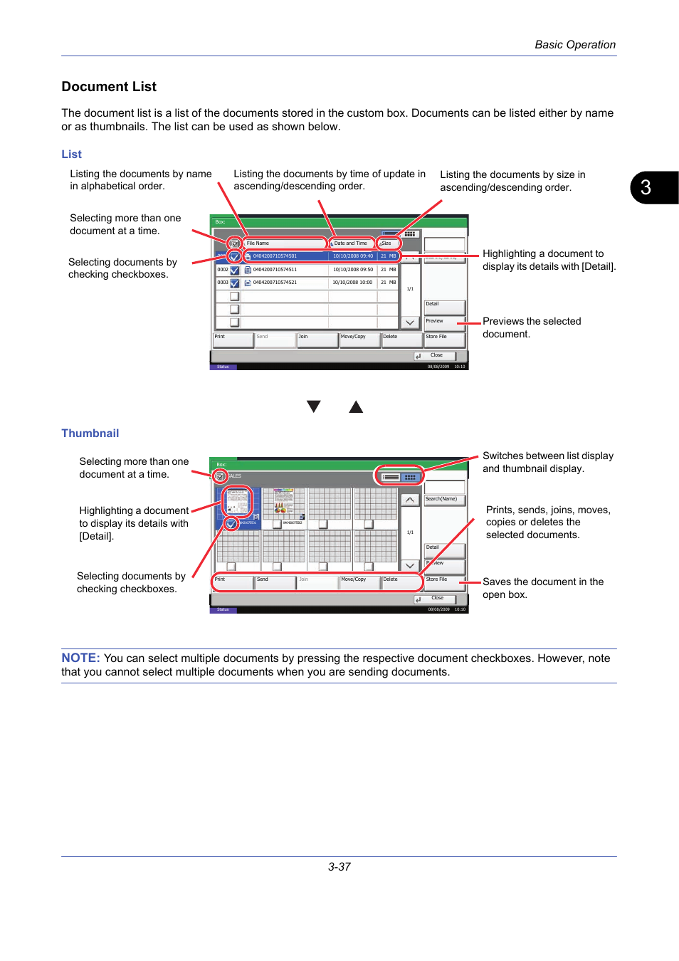 Document list, Basic operation 3-37 | TA Triumph-Adler DCC 2725 User Manual | Page 109 / 436