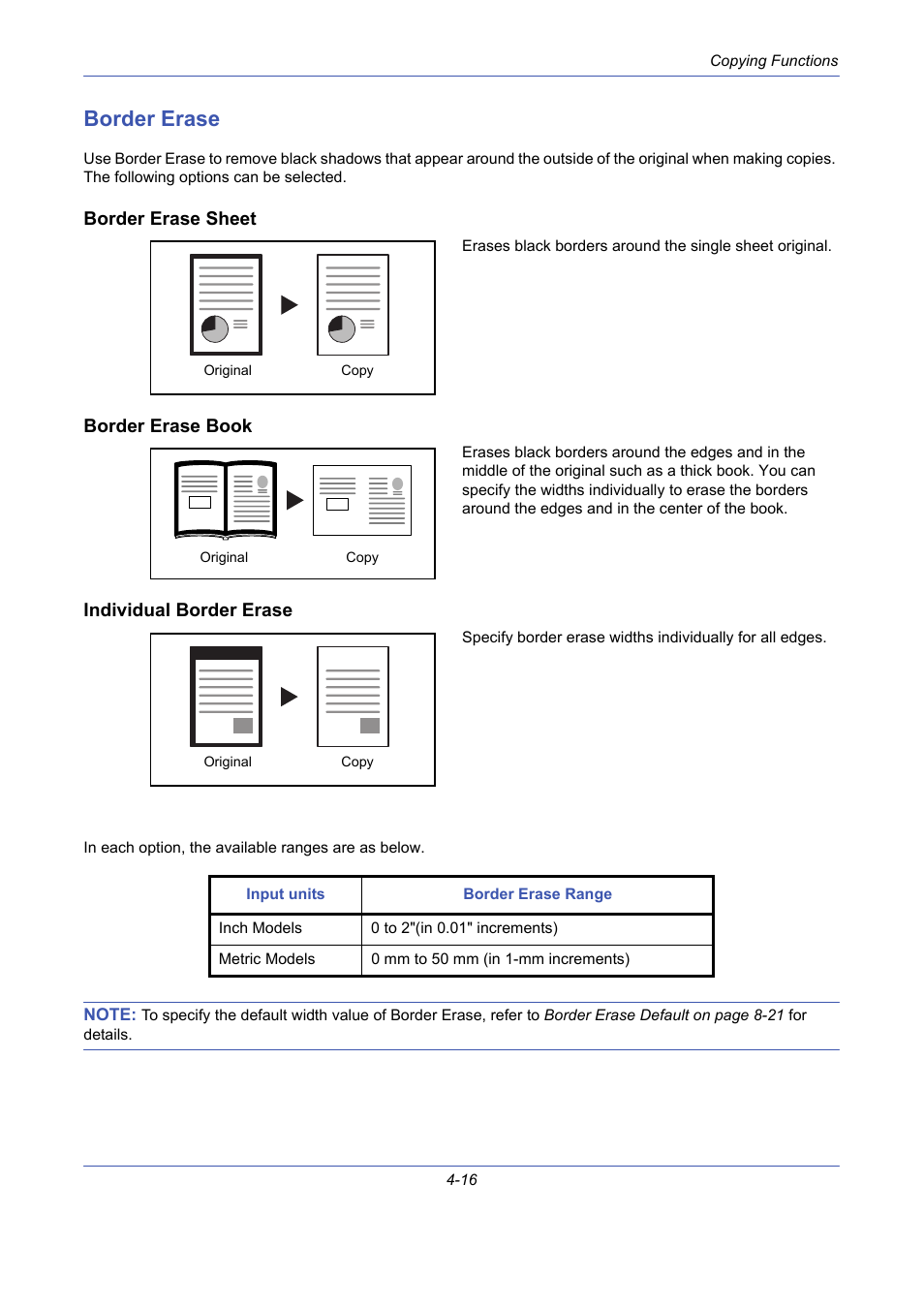 Border erase, Border erase sheet, Border erase book | Individual border erase, Border erase -16 | TA Triumph-Adler DCC 2725 User Manual | Page 138 / 436