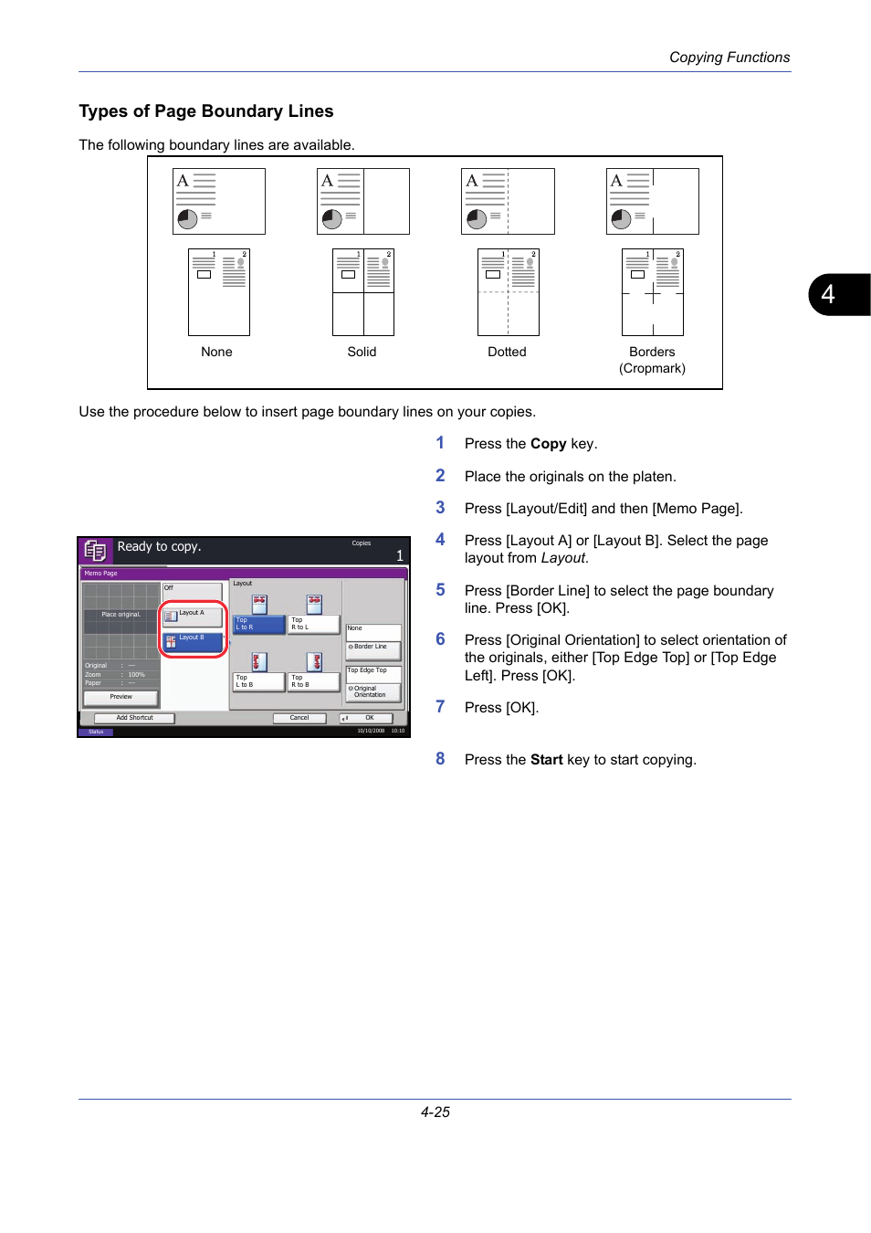 Types of page boundary lines | TA Triumph-Adler DCC 2725 User Manual | Page 147 / 436