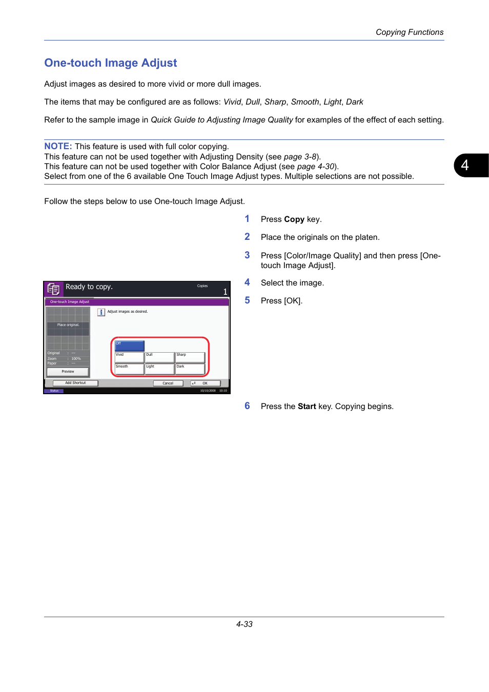 One-touch image adjust, One-touch image adjust -33 | TA Triumph-Adler DCC 2725 User Manual | Page 155 / 436