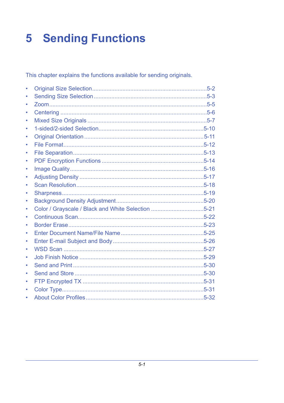 5 sending functions, Sending functions, 5 - sending functions | TA Triumph-Adler DCC 2725 User Manual | Page 169 / 436