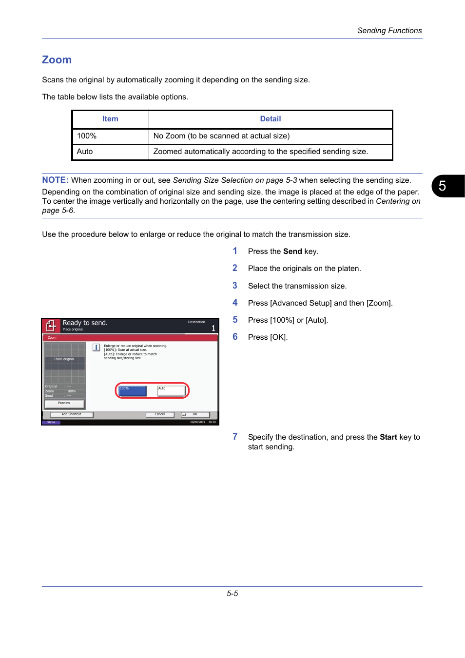 Zoom, Zoom -5 | TA Triumph-Adler DCC 2725 User Manual | Page 173 / 436