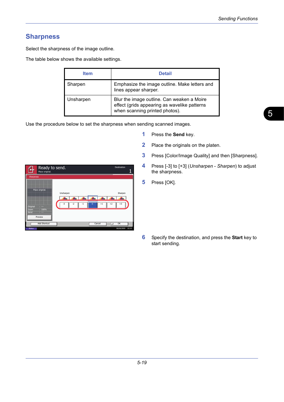 Sharpness, Sharpness -19 | TA Triumph-Adler DCC 2725 User Manual | Page 187 / 436