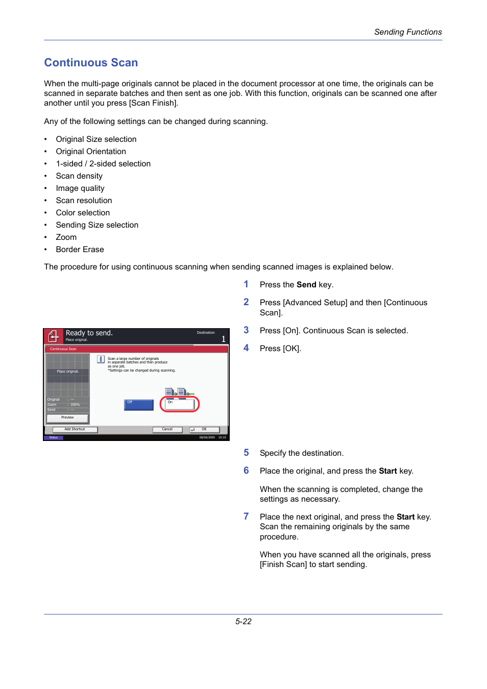 Continuous scan, Continuous scan -22 | TA Triumph-Adler DCC 2725 User Manual | Page 190 / 436