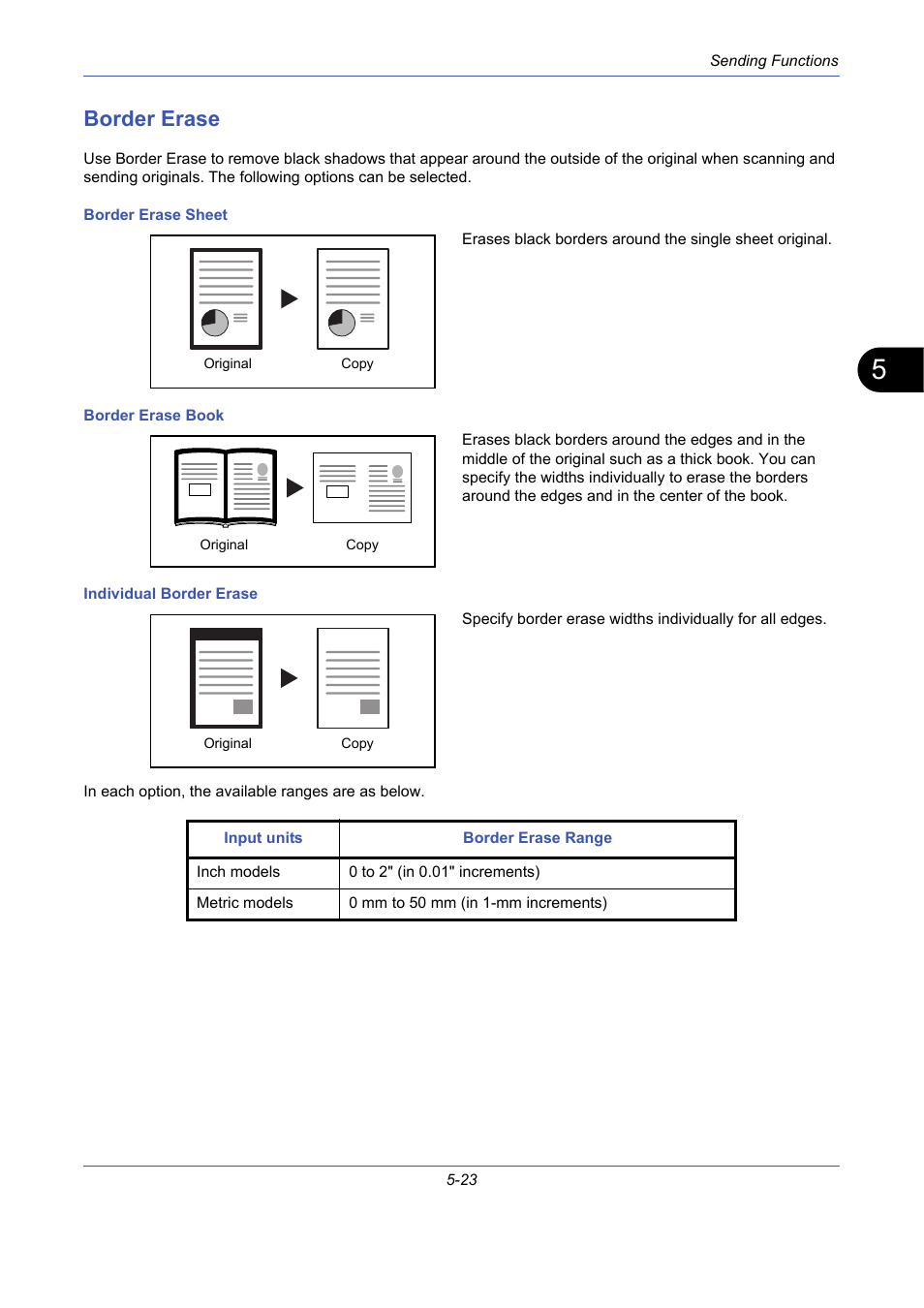 Border erase, Border erase -23 | TA Triumph-Adler DCC 2725 User Manual | Page 191 / 436